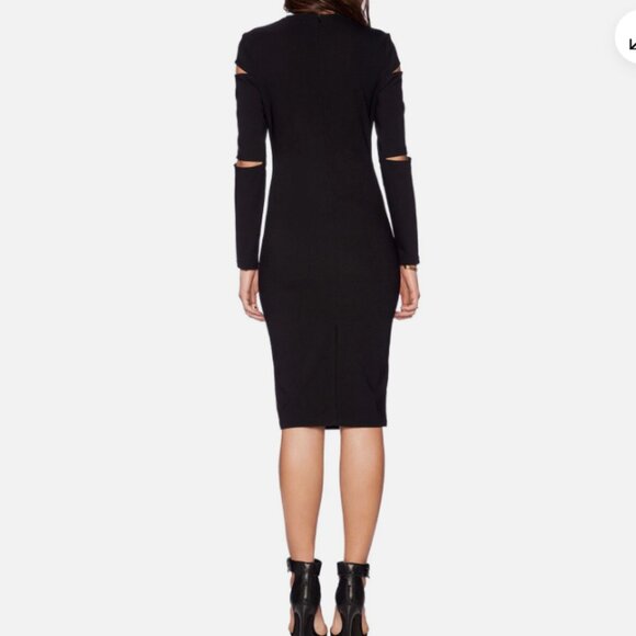 Asilio The Slasher Cutout Crew Neck Long Sleeve Midi Dress in Black size L/8 New - Picture 2 of 16
